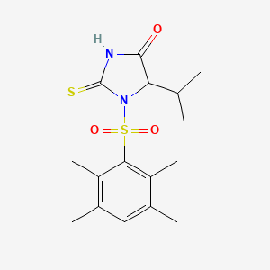 molecular formula C16H22N2O3S2 B2858954 5-Isopropyl-1-((2,3,5,6-tetramethylphenyl)sulfonyl)-2-thioxoimidazolidin-4-one CAS No. 1009245-59-3