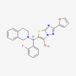 molecular formula C24H19FN4O2S B2858957 5-((3,4-dihydroisoquinolin-2(1H)-yl)(2-fluorophenyl)methyl)-2-(furan-2-yl)thiazolo[3,2-b][1,2,4]triazol-6-ol CAS No. 887221-87-6