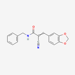 molecular formula C18H14N2O3 B2858961 3-(2H-1,3-苯并二氧杂环-5-基)-N-苄基-2-氰基丙-2-烯酰胺 CAS No. 329721-00-8