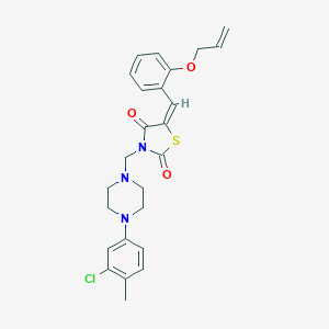 molecular formula C25H26ClN3O3S B285897 5-[2-(Allyloxy)benzylidene]-3-{[4-(3-chloro-4-methylphenyl)-1-piperazinyl]methyl}-1,3-thiazolidine-2,4-dione 