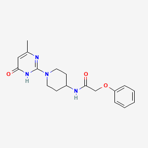 molecular formula C18H22N4O3 B2858974 N-(1-(4-methyl-6-oxo-1,6-dihydropyrimidin-2-yl)piperidin-4-yl)-2-phenoxyacetamide CAS No. 1904224-60-7