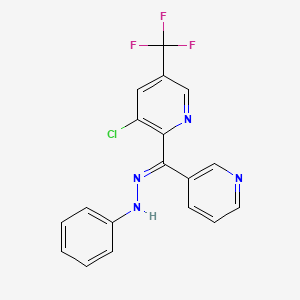 molecular formula C18H12ClF3N4 B2858986 [3-chloro-5-(trifluoromethyl)-2-pyridinyl](3-pyridinyl)methanone N-phenylhydrazone CAS No. 306977-35-5