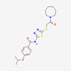 molecular formula C20H26N4O3S2 B2858987 N-(5-((2-(azepan-1-yl)-2-oxoethyl)thio)-1,3,4-thiadiazol-2-yl)-4-isopropoxybenzamide CAS No. 476466-56-5