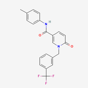 molecular formula C21H17F3N2O2 B2858999 N-(4-methylphenyl)-6-oxo-1-[[3-(trifluoromethyl)phenyl]methyl]pyridine-3-carboxamide CAS No. 1004393-24-1