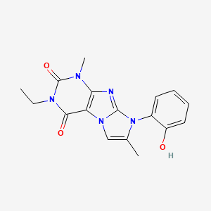 3-Ethyl-8-(2-hydroxyphenyl)-1,7-dimethyl-1,3,5-trihydro-4-imidazolino[1,2-h]pu rine-2,4-dione