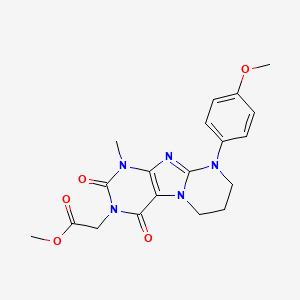 molecular formula C19H21N5O5 B2859003 methyl 2-[9-(4-methoxyphenyl)-1-methyl-2,4-dioxo-7,8-dihydro-6H-purino[7,8-a]pyrimidin-3-yl]acetate CAS No. 847366-37-4