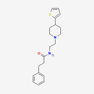molecular formula C20H26N2OS B2859011 3-苯基-N-(2-(4-(噻吩-2-基)哌啶-1-基)乙基)丙酰胺 CAS No. 1428357-74-7