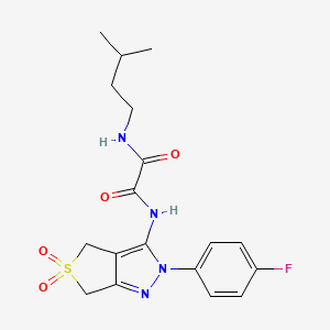 molecular formula C18H21FN4O4S B2859024 N1-(2-(4-fluorophenyl)-5,5-dioxido-4,6-dihydro-2H-thieno[3,4-c]pyrazol-3-yl)-N2-isopentyloxalamide CAS No. 899733-49-4
