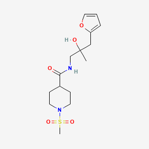 molecular formula C15H24N2O5S B2859031 N-(3-(呋喃-2-基)-2-羟基-2-甲基丙基)-1-(甲磺酰基)哌啶-4-甲酰胺 CAS No. 1795483-83-8