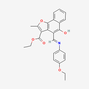 molecular formula C25H23NO5 B2859037 (Z)-ethyl 4-(((4-ethoxyphenyl)amino)methylene)-2-methyl-5-oxo-4,5-dihydronaphtho[1,2-b]furan-3-carboxylate CAS No. 637755-49-8