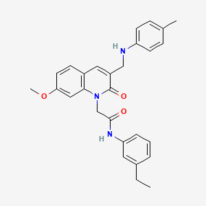 molecular formula C28H29N3O3 B2859042 N-(3-乙基苯基)-2-(7-甲氧基-2-氧代-3-((对甲苯胺)甲基)喹啉-1(2H)-基)乙酰胺 CAS No. 932308-72-0