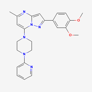 molecular formula C24H26N6O2 B2859043 2-(3,4-二甲氧基苯基)-5-甲基-7-(4-吡啶-2-基哌嗪-1-基)吡唑并[1,5-a]嘧啶 CAS No. 950391-53-4
