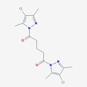 molecular formula C15H18Cl2N4O2 B285905 4-chloro-1-[5-(4-chloro-3,5-dimethyl-1H-pyrazol-1-yl)-5-oxopentanoyl]-3,5-dimethyl-1H-pyrazole 