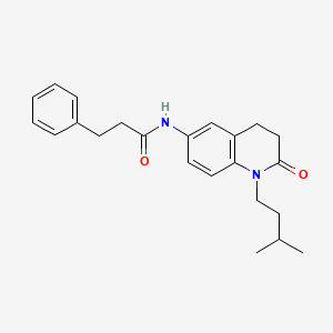 molecular formula C23H28N2O2 B2859068 N-(1-isopentyl-2-oxo-1,2,3,4-tetrahydroquinolin-6-yl)-3-phenylpropanamide CAS No. 946270-08-2