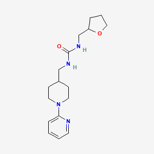 molecular formula C17H26N4O2 B2859069 1-((1-(Pyridin-2-yl)piperidin-4-yl)methyl)-3-((tetrahydrofuran-2-yl)methyl)urea CAS No. 2034571-89-4