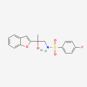 molecular formula C17H16FNO4S B2859070 N-(2-(benzofuran-2-yl)-2-hydroxypropyl)-4-fluorobenzenesulfonamide CAS No. 2034441-80-8
