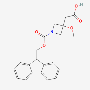 molecular formula C21H21NO5 B2859076 2-[1-(9H-Fluoren-9-ylmethoxycarbonyl)-3-methoxyazetidin-3-yl]acetic acid CAS No. 2361636-05-5
