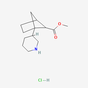 molecular formula C13H22ClNO2 B2859086 Methyl 1-(piperidin-3-yl)bicyclo[2.1.1]hexane-5-carboxylate hydrochloride CAS No. 2171901-34-9