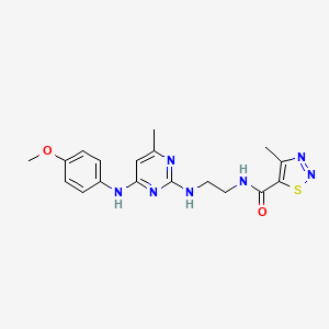 molecular formula C18H21N7O2S B2859087 N-(2-((4-((4-methoxyphenyl)amino)-6-methylpyrimidin-2-yl)amino)ethyl)-4-methyl-1,2,3-thiadiazole-5-carboxamide CAS No. 1207002-73-0