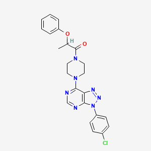 molecular formula C23H22ClN7O2 B2859097 1-(4-(3-(4-chlorophenyl)-3H-[1,2,3]triazolo[4,5-d]pyrimidin-7-yl)piperazin-1-yl)-2-phenoxypropan-1-one CAS No. 920370-40-7