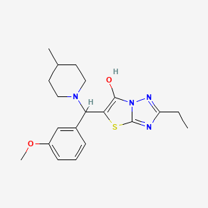 molecular formula C20H26N4O2S B2859098 2-乙基-5-((3-甲氧基苯基)(4-甲基哌啶-1-基)甲基)噻唑并[3,2-b][1,2,4]三唑-6-醇 CAS No. 887218-89-5