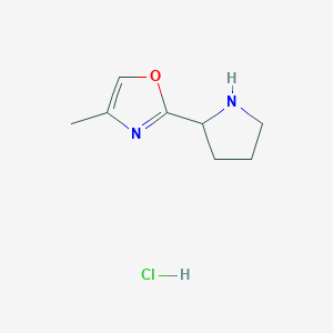 molecular formula C8H13ClN2O B2859101 4-甲基-2-(吡咯烷-2-基)-1,3-恶唑盐酸盐 CAS No. 2229325-84-0