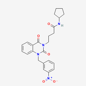 molecular formula C24H26N4O5 B2859104 N-环戊基-4-[1-(3-硝基苄基)-2,4-二氧代-1,4-二氢喹唑啉-3(2H)-基]丁酰胺 CAS No. 866013-73-2