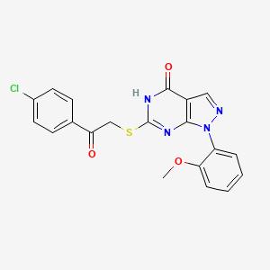 B2859108 6-((2-(4-chlorophenyl)-2-oxoethyl)thio)-1-(2-methoxyphenyl)-1H-pyrazolo[3,4-d]pyrimidin-4(5H)-one CAS No. 921475-84-5