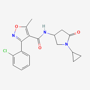 B2859113 3-(2-chlorophenyl)-N-(1-cyclopropyl-5-oxopyrrolidin-3-yl)-5-methylisoxazole-4-carboxamide CAS No. 1396843-99-4