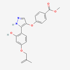 molecular formula C21H20N2O5 B2859116 4-((3-(2-羟基-4-((2-甲基烯丙基)氧基)苯基)-1H-吡唑-4-基)氧基)苯甲酸甲酯 CAS No. 1009469-65-1