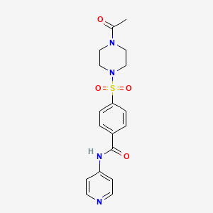 molecular formula C18H20N4O4S B2859136 4-(4-acetylpiperazin-1-yl)sulfonyl-N-pyridin-4-ylbenzamide CAS No. 898657-14-2