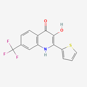 molecular formula C14H8F3NO2S B2859139 3-Hydroxy-2-(thiophen-2-yl)-7-(trifluoromethyl)-1,4-dihydroquinolin-4-one CAS No. 851268-40-1