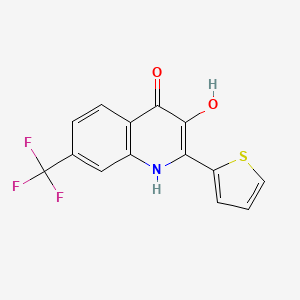 molecular formula C14H8F3NO2S B2859139 3-羟基-2-(噻吩-2-基)-7-(三氟甲基)-1,4-二氢喹啉-4-酮 CAS No. 851268-40-1