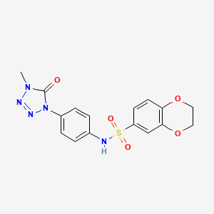 molecular formula C16H15N5O5S B2859178 N-(4-(4-甲基-5-氧代-4,5-二氢-1H-四唑-1-基)苯基)-2,3-二氢苯并[b][1,4]二噁英-6-磺酰胺 CAS No. 1396710-74-9