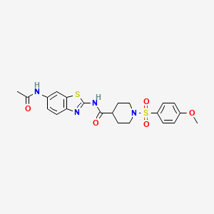 molecular formula C22H24N4O5S2 B2859190 N-(6-乙酰氨基-1,3-苯并噻唑-2-基)-1-(4-甲氧基苯基)磺酰基哌啶-4-甲酰胺 CAS No. 606106-80-3