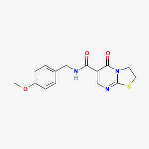 molecular formula C15H15N3O3S B2859192 N-(4-methoxybenzyl)-5-oxo-3,5-dihydro-2H-thiazolo[3,2-a]pyrimidine-6-carboxamide CAS No. 443328-98-1