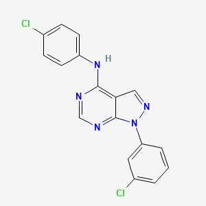 molecular formula C17H11Cl2N5 B2859196 1-(3-chlorophenyl)-N-(4-chlorophenyl)-1H-pyrazolo[3,4-d]pyrimidin-4-amine CAS No. 890945-18-3