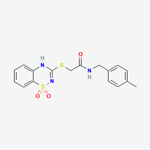 molecular formula C17H17N3O3S2 B2859205 2-[(1,1-dioxido-4H-1,2,4-benzothiadiazin-3-yl)thio]-N-(4-methylbenzyl)acetamide CAS No. 895653-39-1