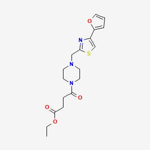 molecular formula C18H23N3O4S B2859208 Ethyl 4-(4-((4-(furan-2-yl)thiazol-2-yl)methyl)piperazin-1-yl)-4-oxobutanoate CAS No. 1105198-91-1
