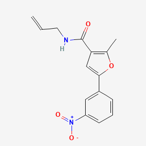 molecular formula C15H14N2O4 B2859211 2-methyl-5-(3-nitrophenyl)-N-(prop-2-en-1-yl)furan-3-carboxamide CAS No. 876872-19-4