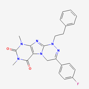 molecular formula C23H21FN6O2 B2859213 3-(4-氟苯基)-7,9-二甲基-1-苯乙基-7,9-二氢-[1,2,4]三嗪并[3,4-f]嘌呤-6,8(1H,4H)-二酮 CAS No. 898443-71-5