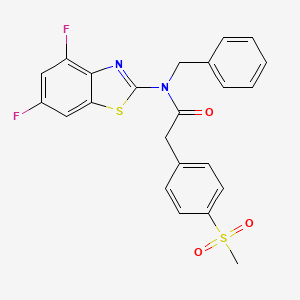 molecular formula C23H18F2N2O3S2 B2859220 N-benzyl-N-(4,6-difluorobenzo[d]thiazol-2-yl)-2-(4-(methylsulfonyl)phenyl)acetamide CAS No. 941971-97-7