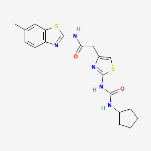 molecular formula C19H21N5O2S2 B2859221 2-(2-(3-cyclopentylureido)thiazol-4-yl)-N-(6-methylbenzo[d]thiazol-2-yl)acetamide CAS No. 921876-84-8