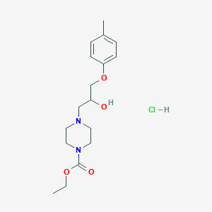 molecular formula C17H27ClN2O4 B2859225 Ethyl 4-(2-hydroxy-3-(p-tolyloxy)propyl)piperazine-1-carboxylate hydrochloride CAS No. 1185499-20-0