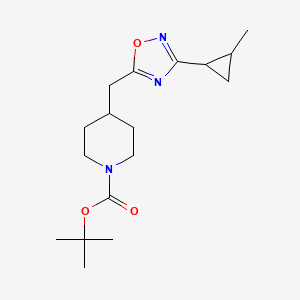 molecular formula C17H27N3O3 B2859230 Tert-butyl 4-{[3-(2-methylcyclopropyl)-1,2,4-oxadiazol-5-yl]methyl}piperidine-1-carboxylate CAS No. 1955516-20-7