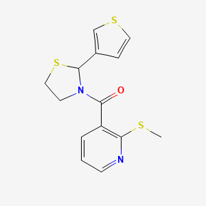 (2-(Methylthio)pyridin-3-yl)(2-(thiophen-3-yl)thiazolidin-3-yl)methanone