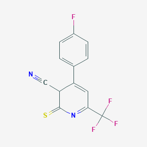 molecular formula C13H6F4N2S B2859235 4-(4-Fluorophenyl)-2-thioxo-6-(trifluoromethyl)-2,3-dihydropyridine-3-carbonitrile CAS No. 832741-30-7