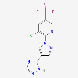 molecular formula C11H6ClF3N6 B2859258 3-chloro-2-[4-(1H-1,2,4-triazol-3-yl)-1H-pyrazol-1-yl]-5-(trifluoromethyl)pyridine CAS No. 321526-20-9