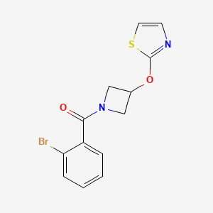 molecular formula C13H11BrN2O2S B2859259 (2-Bromophenyl)(3-(thiazol-2-yloxy)azetidin-1-yl)methanone CAS No. 1797905-18-0