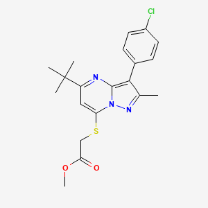 Methyl {[5-tert-butyl-3-(4-chlorophenyl)-2-methylpyrazolo[1,5-a]pyrimidin-7-yl]sulfanyl}acetate